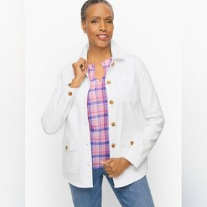 Talbots Denim Shirt Jacket Size S White Excellent Condition